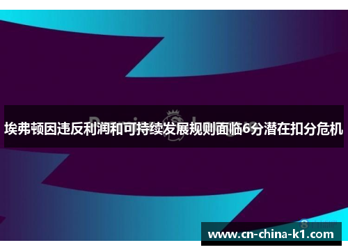 埃弗顿因违反利润和可持续发展规则面临6分潜在扣分危机 埃弗顿因违反利润和可持续发展规则面临6分潜在扣分危机